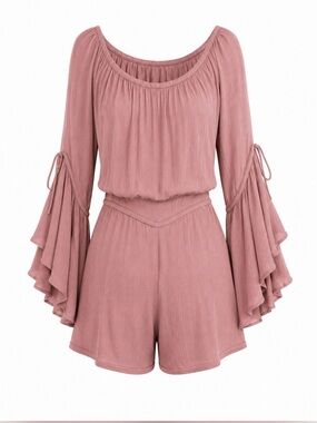 Streetwear Society Romper Women's Dusty Rose Ruffle-Sleeve Size M